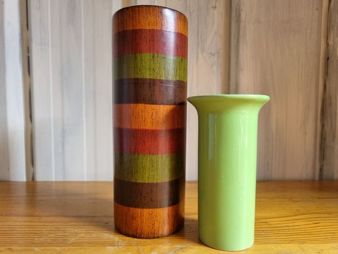 Vintage Filipino Lakub and Mid-Century Ceramic Vase