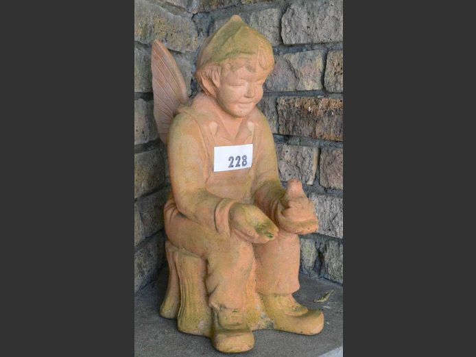 TERRACOTTA BOY FAIRY GARDEN ORNAMENT, 47cm High
