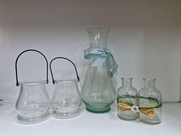 Vintage Glass Decor & Lantern Set