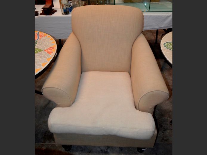 BEIGE UPHOLSTERED ARMCHAIR