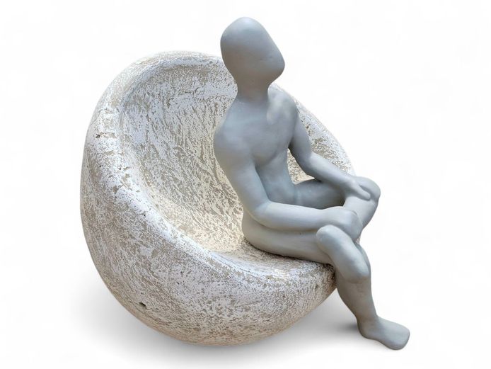 Cemcrete "Urban Thinking Figure" on Concrete Bubble Chair