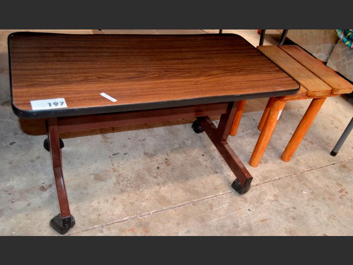 TV TROLLEY & A SIDE TABLE, 81 x 40 x 46cm & 35 x 33 x 41cm [Edging loose]  [26,27]