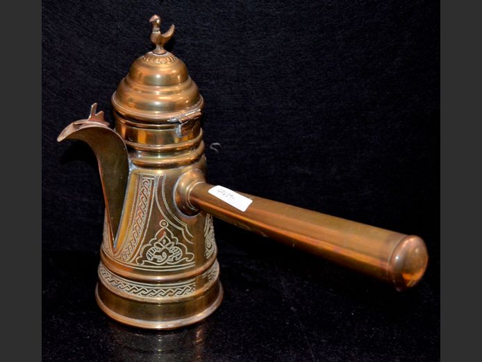 VINTAGE BRASS HOT CHOCOLATE POT, 30 x 26cm