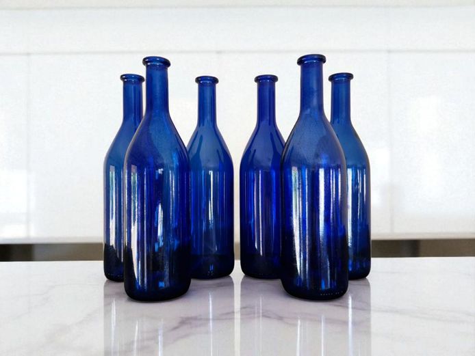 Lot of 6 Cobalt Blue Glass Bottles