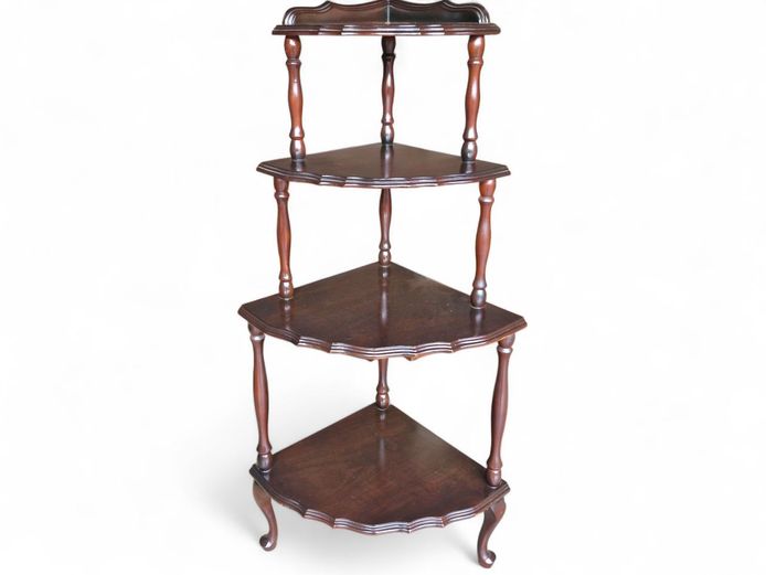 Vintage Four-Tier Corner Shelf "Whatnot"