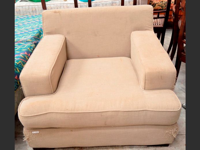 GREY ARMCHAIR [Needs re-covering]