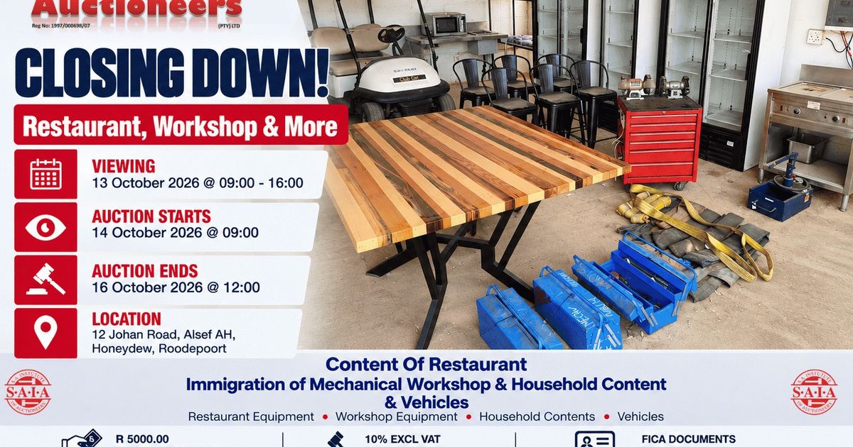 CLOSING DOWN - Restaurant, Workshop & More - TIMED ONLINE AUCTION ...