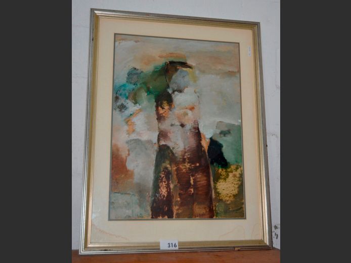 GILT FRAMED ABSTRACT PRINT, 75 x 53cm