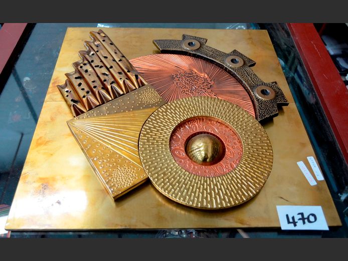 1960's BRUTALIST POLYCHROME, METAL & BRASS ARTWORK