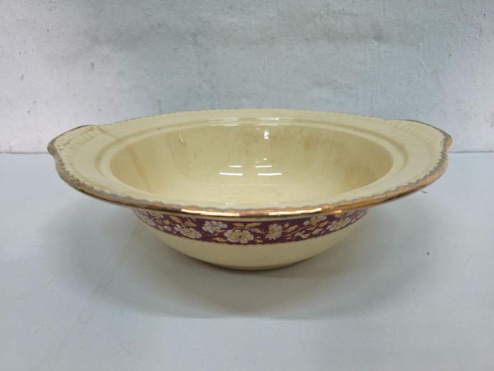 Vintage Floral Gilded Ceramic Tureen Base / Serving Bowl