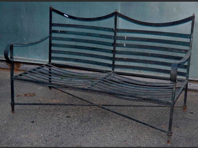 BLACK METAL 2-SEATER GARDEN BENCH, 152 x 78cm