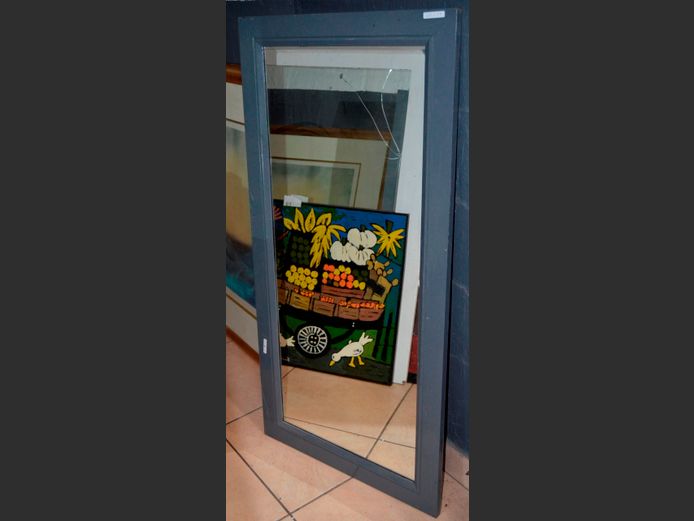 GREY FRAMED MIRROR, 120 x 59cm