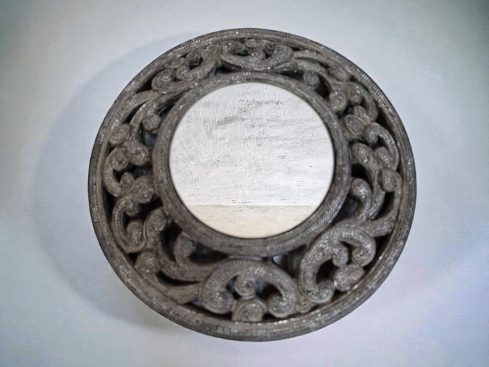 Pierced Scroll Round Wall Resin Mirror