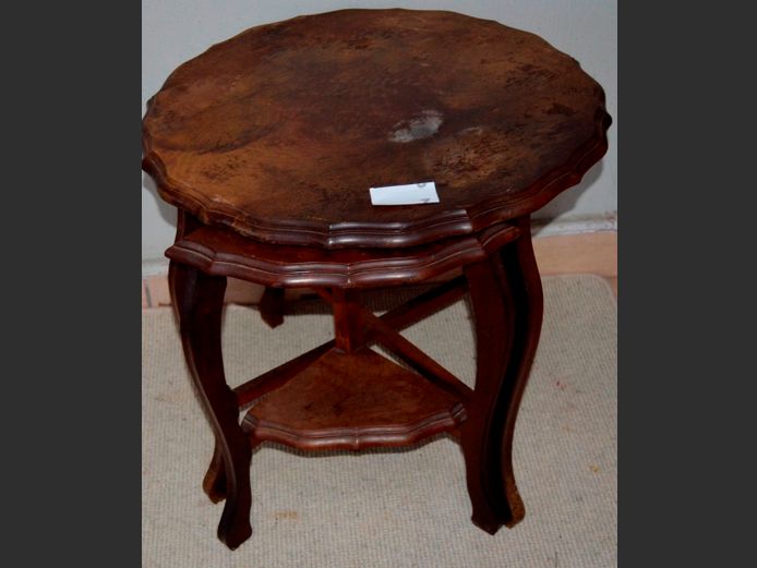 IMBUIA PIE CRUST NEST OF 2 TABLES, 59cm Diameter x 54cm High [In need of restoration]