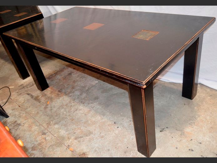 DARK PAINTED 6-SEATER DINING TABLE, 180 x 100 x 76cm