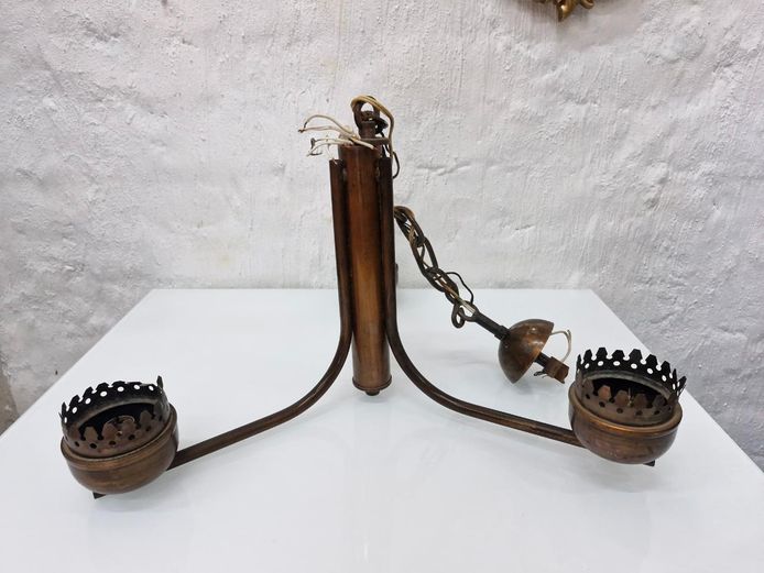 3-Arm Copper Chandelier Hanging Light