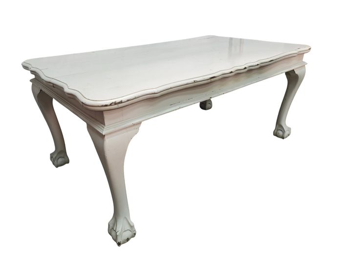 Vintage Queen Anne Style Painted Dining Table with Ball & Claw Feet