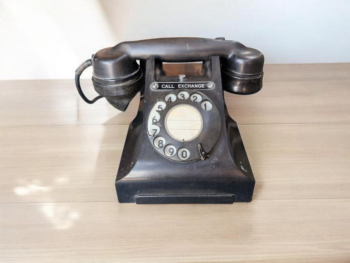 Vintage Black Rotary Dial Telephone "Call Exchange"