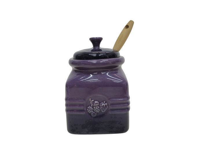 Le Creuset Stoneware Berry Jam Jar with Matching Spatula