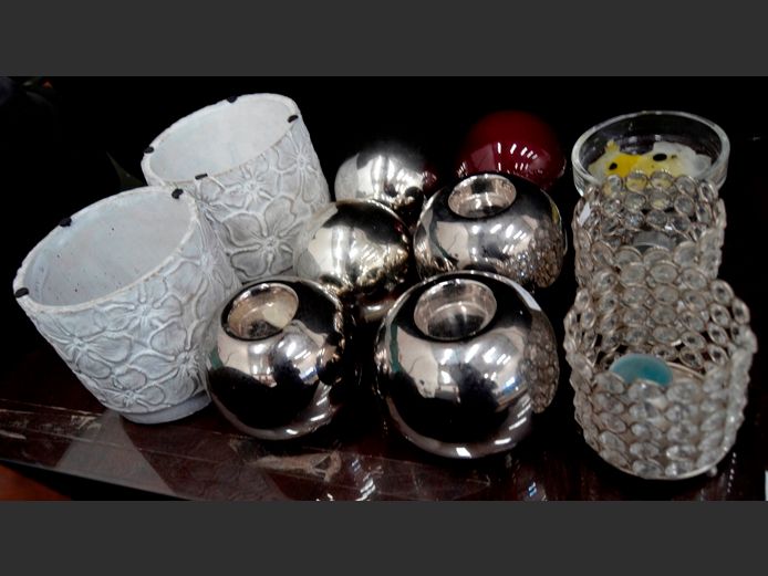 CONCRETE PLANTERS, CANDLE HOLDERS, etc