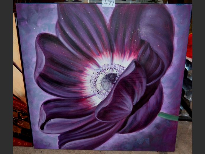 UNFRAMED OIL ON CANVAS "FLOWER", 95 x 95cm