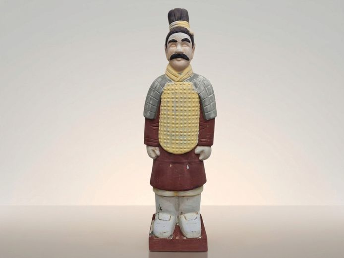 Painted Terracotta-Style Chinese Xi'an Army Warrior Statue (20th Century Replica) 86cm H
