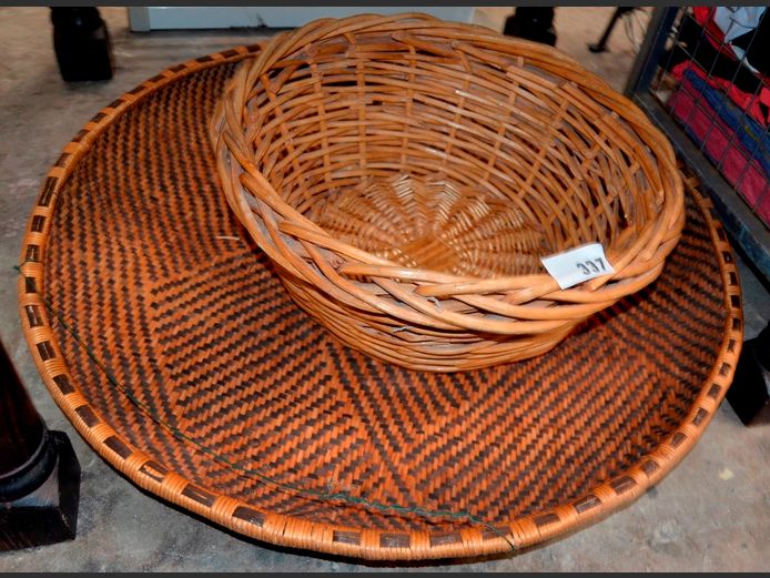 LOT OF 2: LARGE WOVEN BASKETS, 93cm Diameter x 60cm Diameter