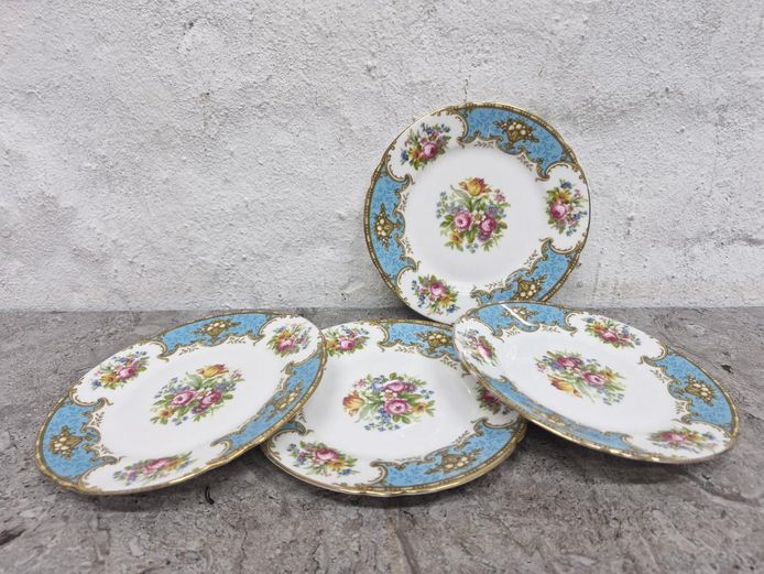 Shelley English Fine Bone China Duchess Side Plates - Set of 4