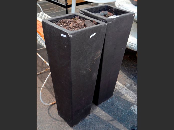 PAIR CONCRETE PLANTERS, 29 x 29 x 83cm