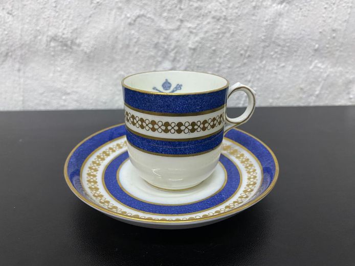 Antique George Jones & Sons Crescent China Cobalt Blue & Gilt Demitasse Cup and Saucer