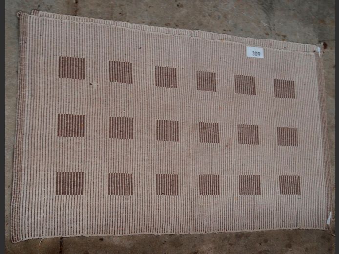PAIR BROWN & BEIGE WOVEN RUGS, 112 x 66cm