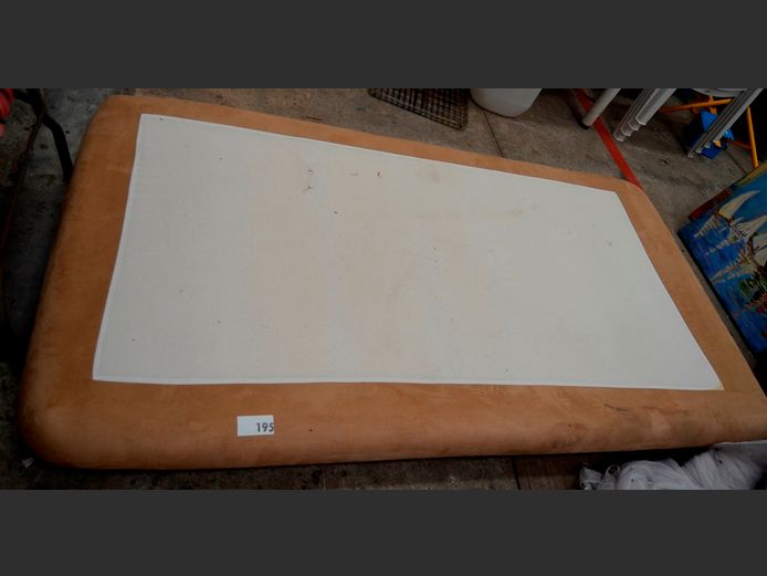 SUEDE UPHOLSTERED SINGLE BED BASE ONLY [Needs a clean]