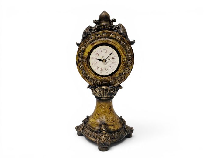 Vintage-Style Antiqued Resin Table Clock
