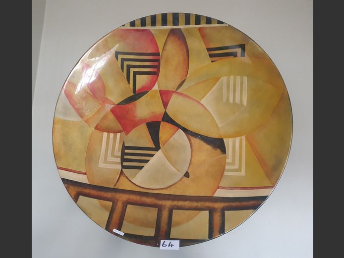 GLASS FIBRE HAND-PAINTED DECORATIVE WALL PLATE "ABTRACT", 100cm Diameter