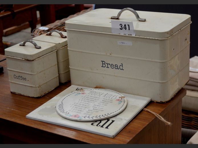 METAL BREAD BIN, STORAGE CANISTERS, etc [Rusty]