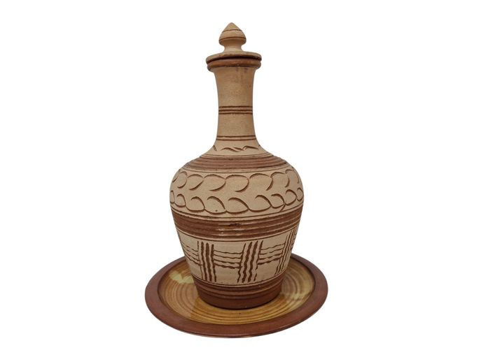 Vintage Studio Pottery Decanter and Underplate Set