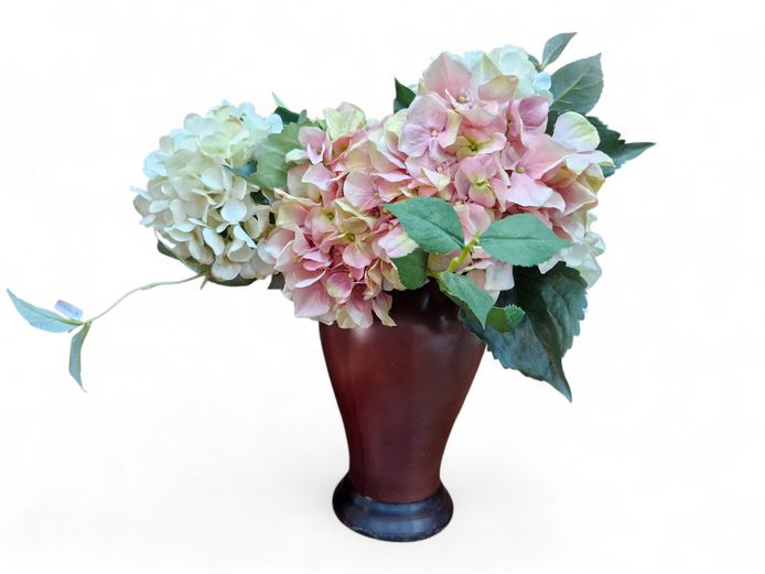 Silk Hydrangea Arrangement in Ceramic Pot