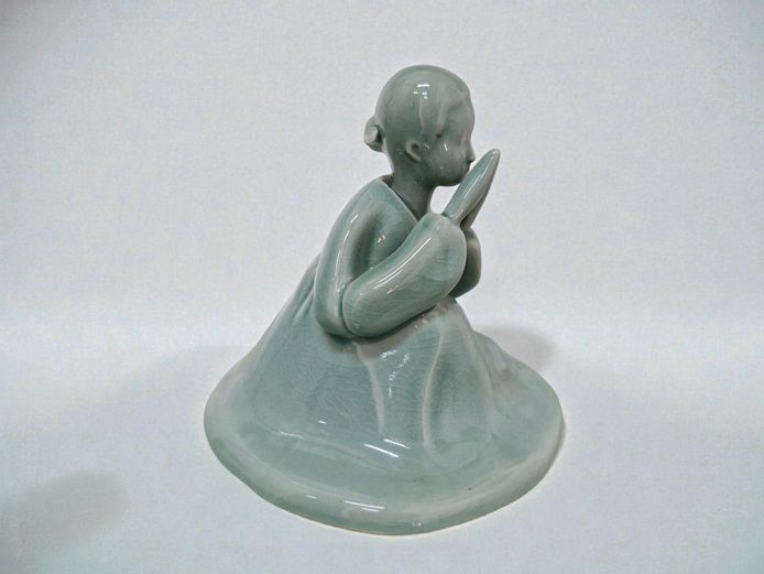 Korean Celadon Ceramic Figurine | Signed