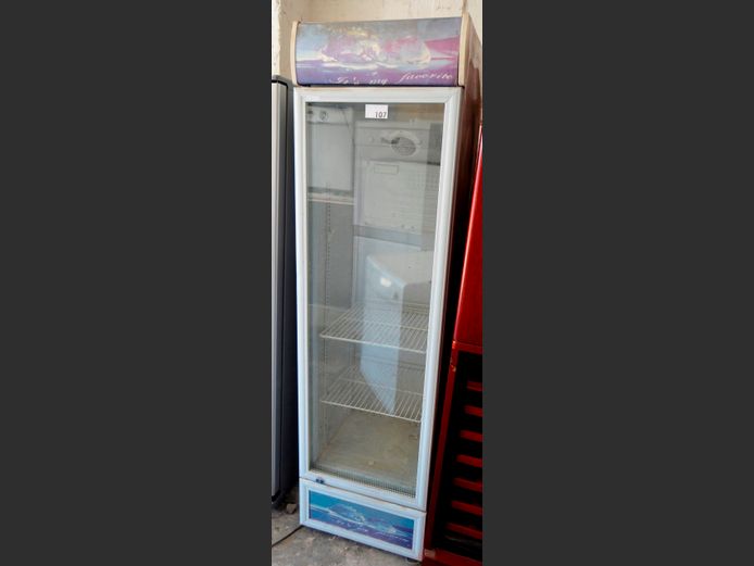 SINGLE DOOR GLASS FRONT COOLDRINK FRIDGE, 54 x 53 x 191cm [Faulty]
