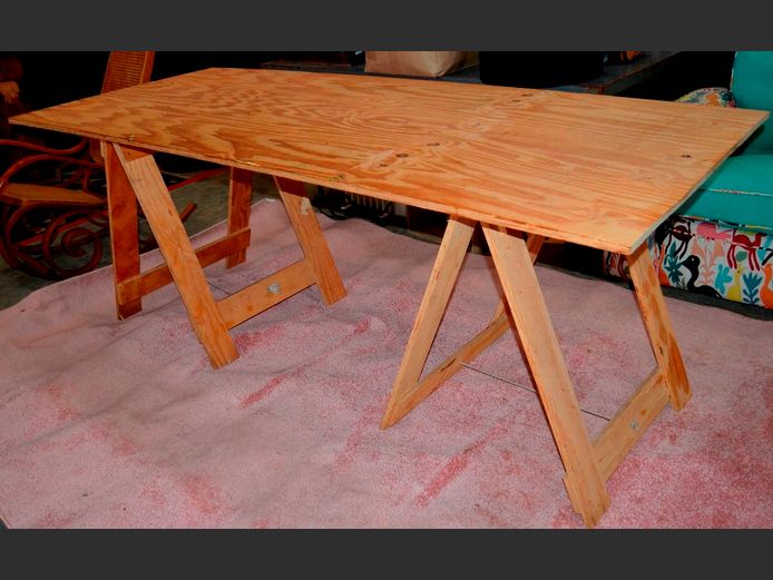 MARINE PLY TRESTLE TABLE, 220 x 90 x 85cm