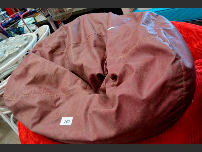 BROWN LEATHER TOUCH POUFFE