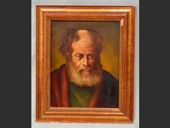 GILT FRAMED OIL ON CANVAS "PORTRAIT OF A MAN", 28 x 22cm