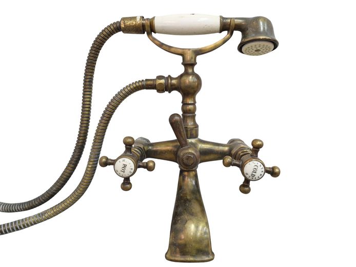 Victorian-Style Brass Bath Mixer Tap with Handheld Shower
