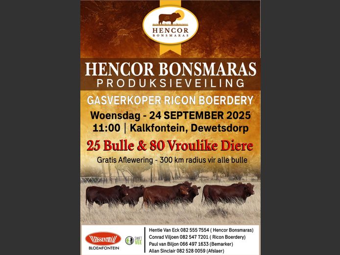 HENCOR BONSMARAS PRODUKSIEVEILING