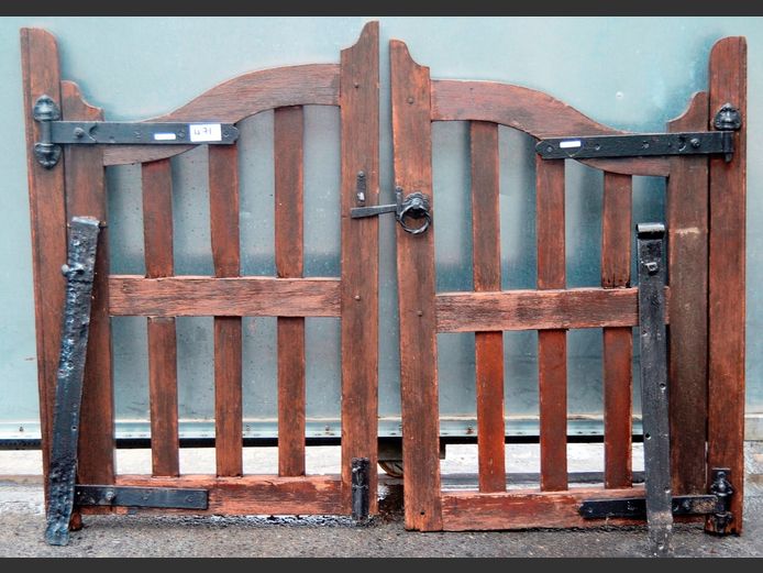 PAIR VINTAGE WOODEN GATES, 170 x 124cm