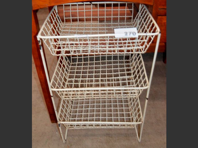 MID-CENTURY WIRE 3-TIER VEGGIE BASKET, 39 x 31 x 61cm