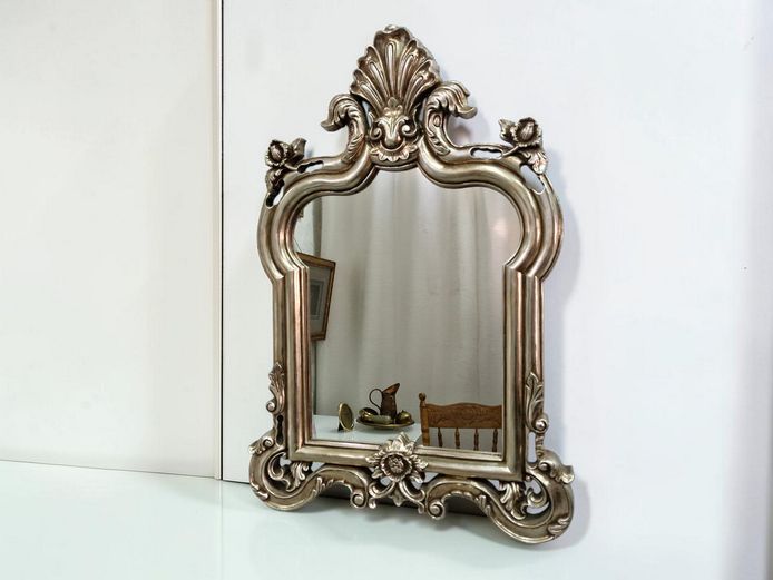 Ornate Rococo-Style Carved Wood Wall Mirror