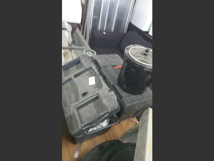 Toolboxes with items inside