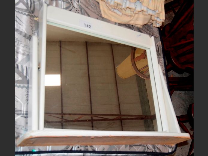 WHITE PAINTED VANITY MIRROR, 74 x 14 x 58cm [Water damage to base]