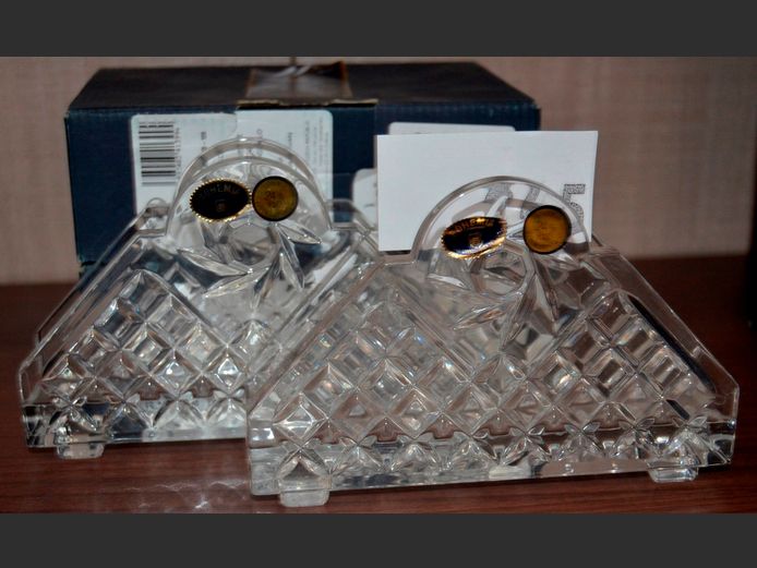 PAIR BOHEMIA CRYSTAL NAPKIN HOLDERS
